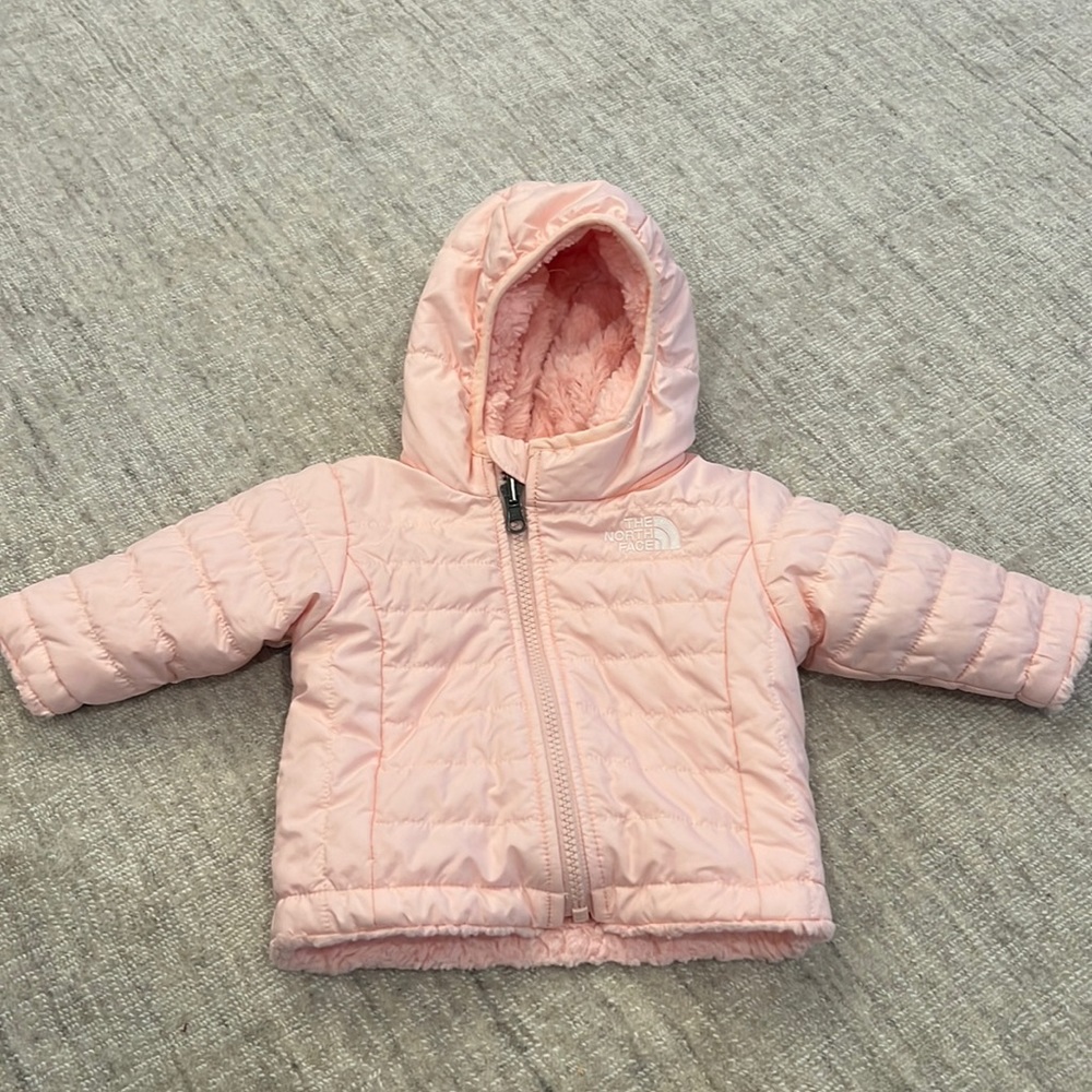 THE NORTH FACE Pink Baby Reversible Mossbud Swirl Full Zip Hooded Jacket